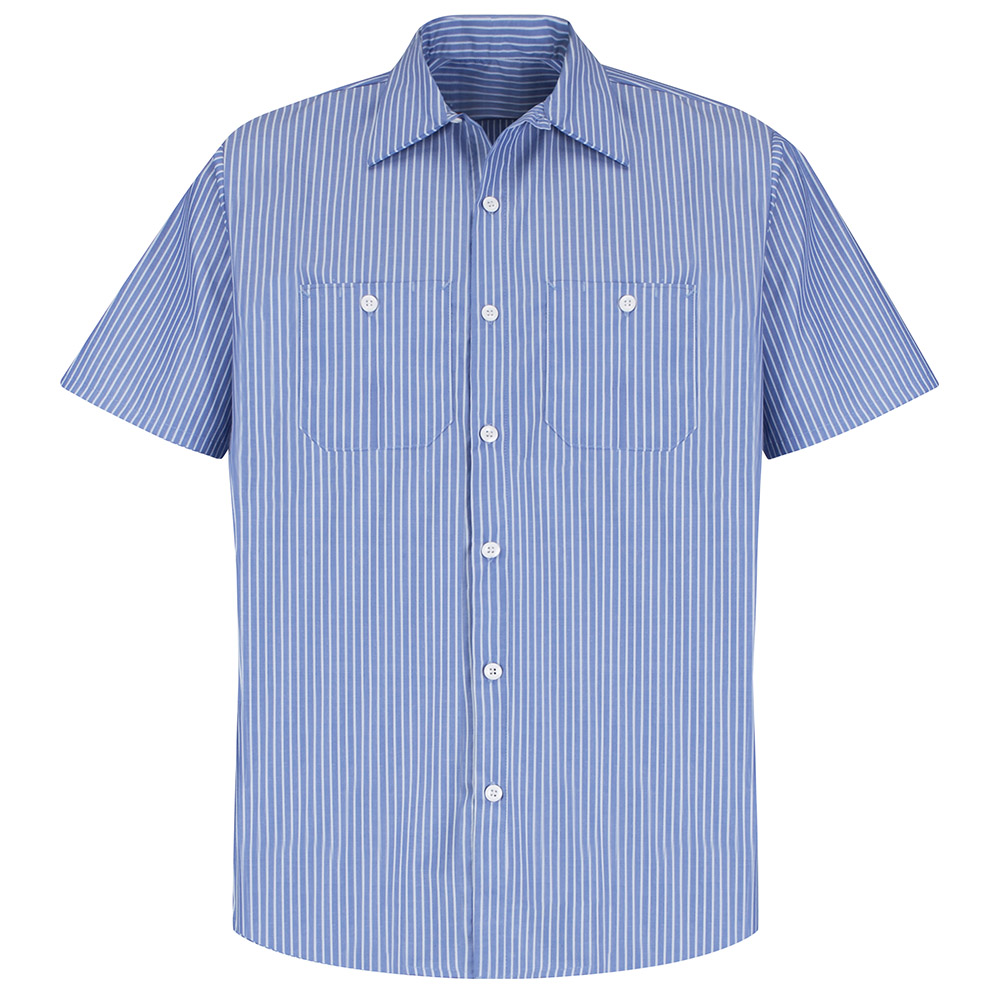 Industrial Stripe Work Shirt Men’s Short Sleeve | Domestic Uniform Rental